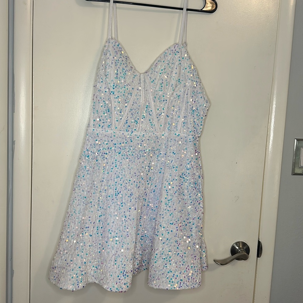 White sequin homecoming dress